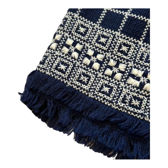 Tory Burch Navy Blue Carlsbad Tweed Fringe Dress Size 6 - Picture 9 of 11